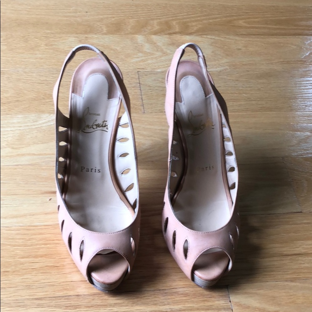 Peach peep toe Christian Louboutins size 38